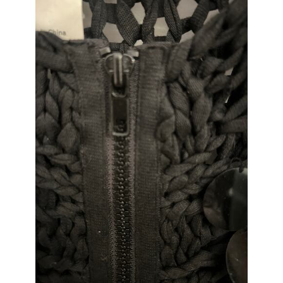 SONIA RYKIEL Women's Black FullZip Sequin Fishnet Mesh Cardigan Whimsygoth Fairy - Picture 6 of 8